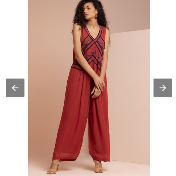 Anthropologie Vajor Mahogany Embriodered Jumpsuit - Picture 4 of 7